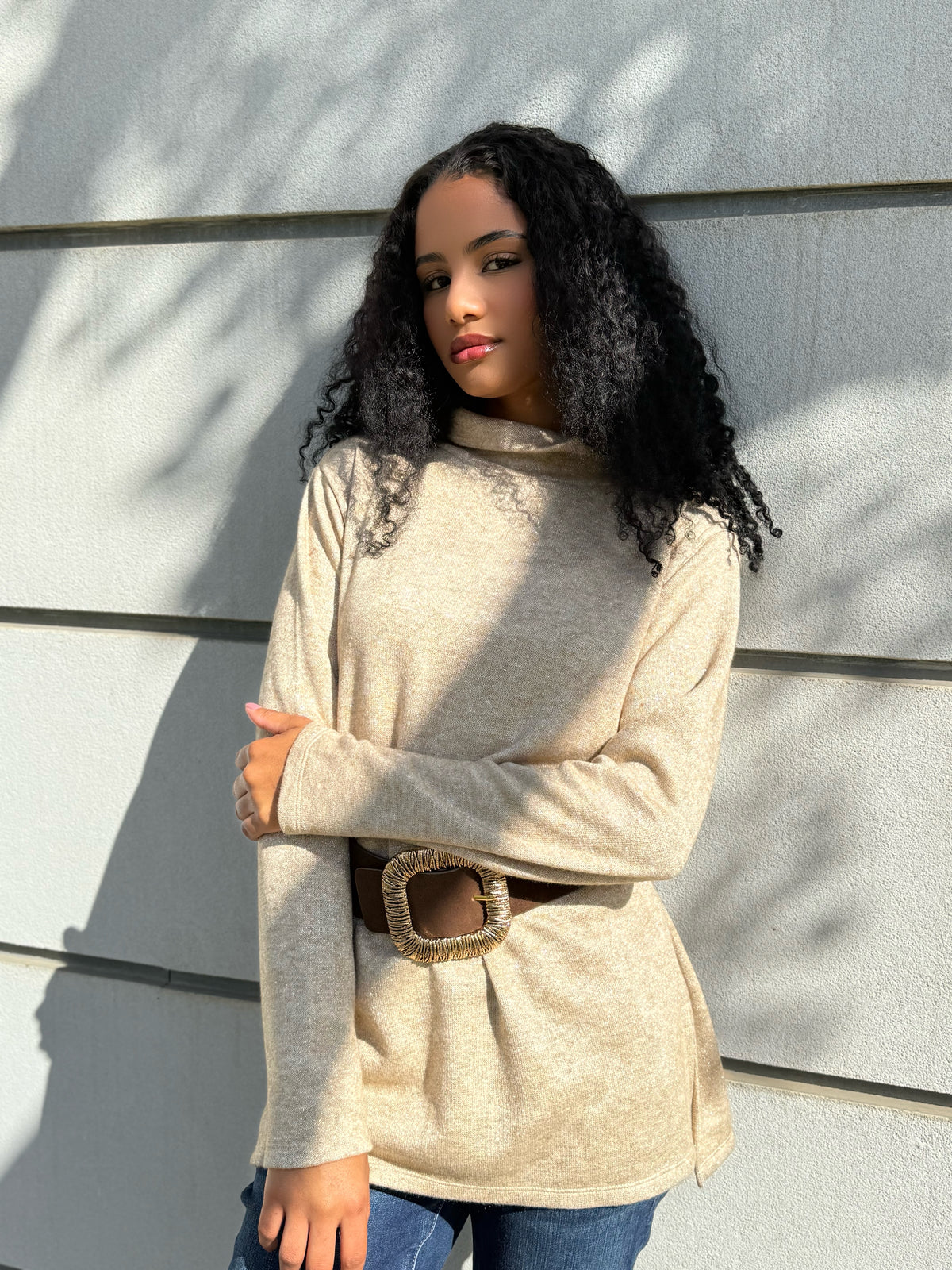 Gleam Turtleneck- Beige