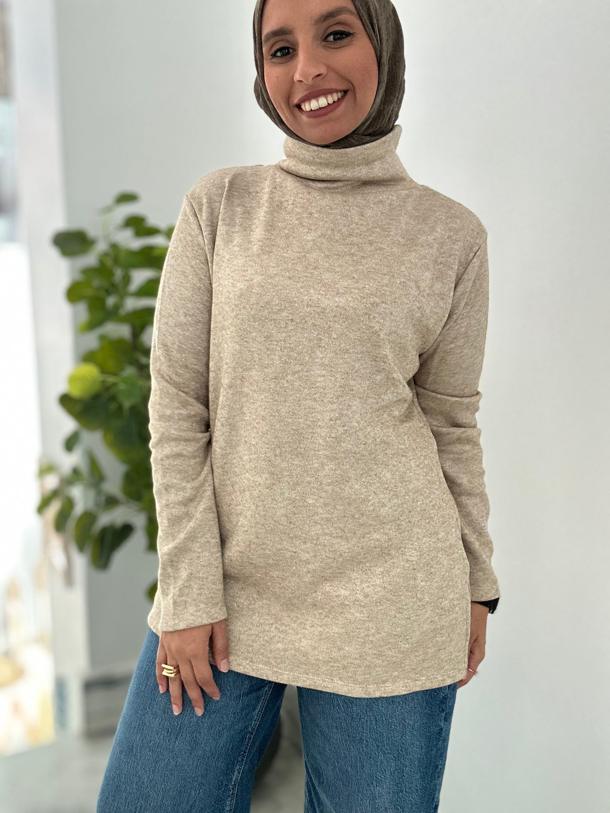 Gleam Turtleneck- Beige