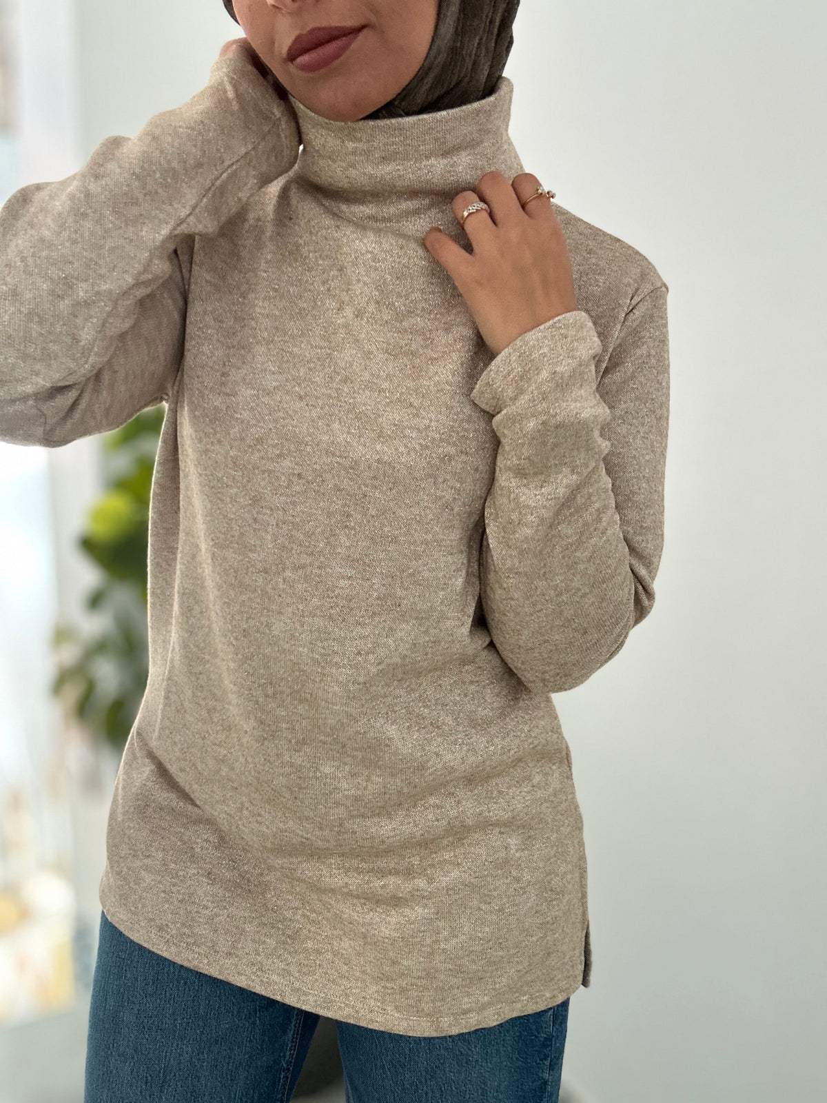 Gleam Turtleneck- Beige