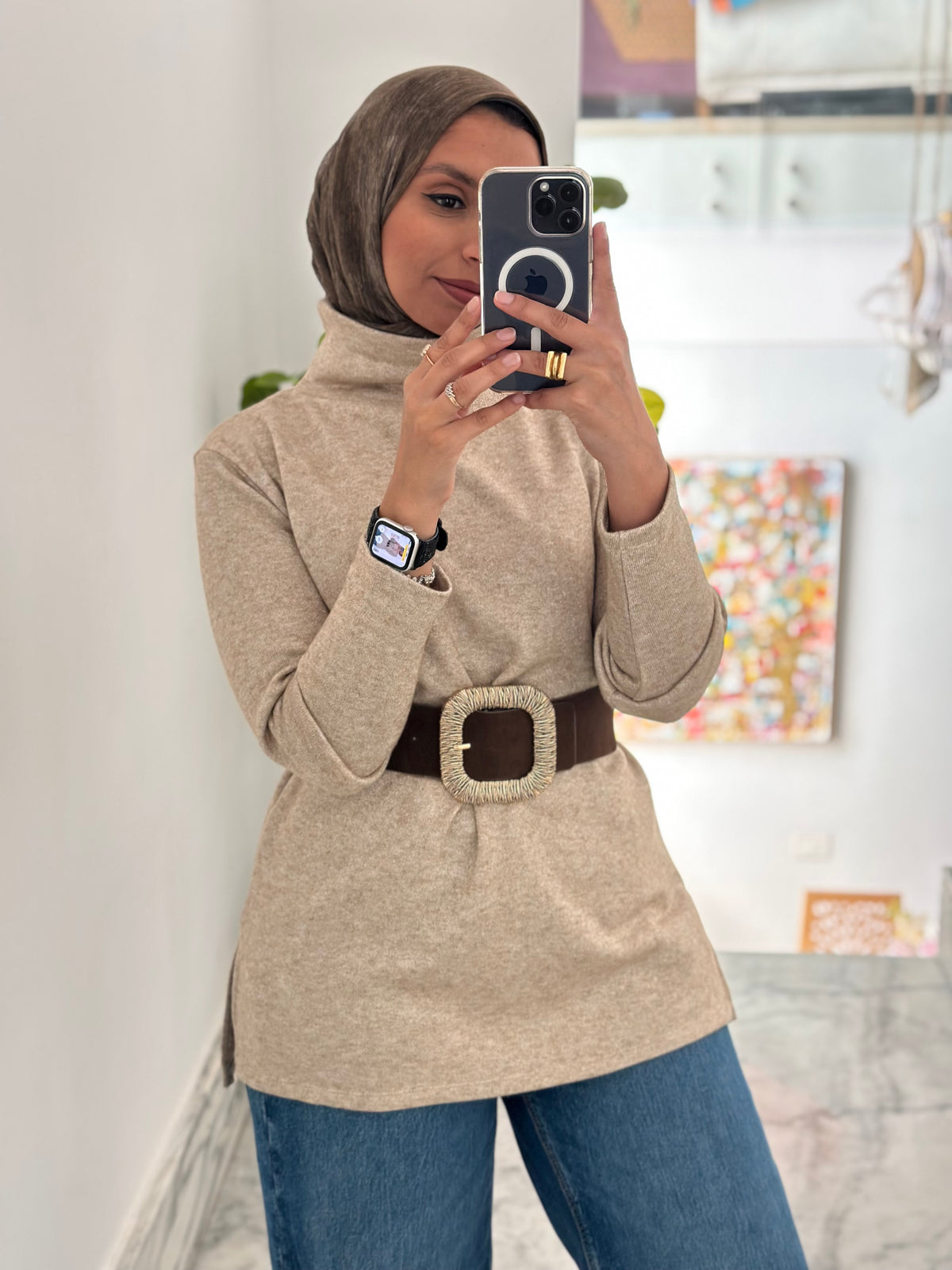 Gleam Turtleneck- Beige