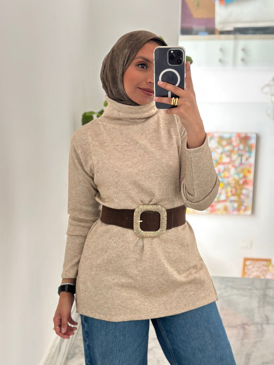 Gleam Turtleneck- Beige