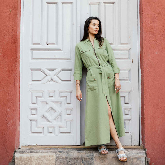 Sage Cargo Dress